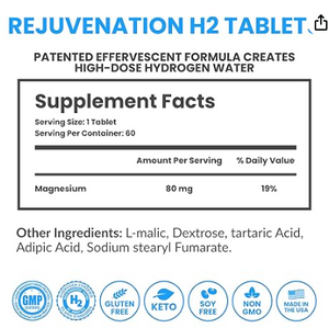 REJUVENATION | Molecular Hydrogen Water Tablets - 12.4 PPM H2 + Magnesium | Drink HRW